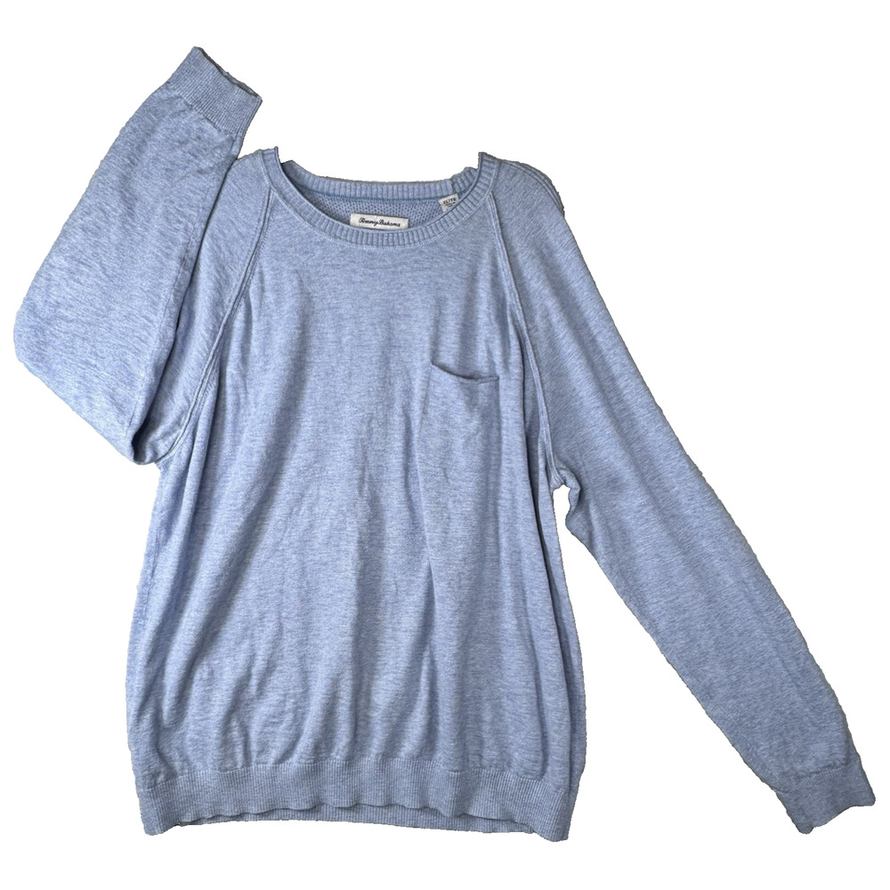 Tommy Bahama Mens XL Blue Waffle Crewneck 100 Cotton Pullover Knit Sweater